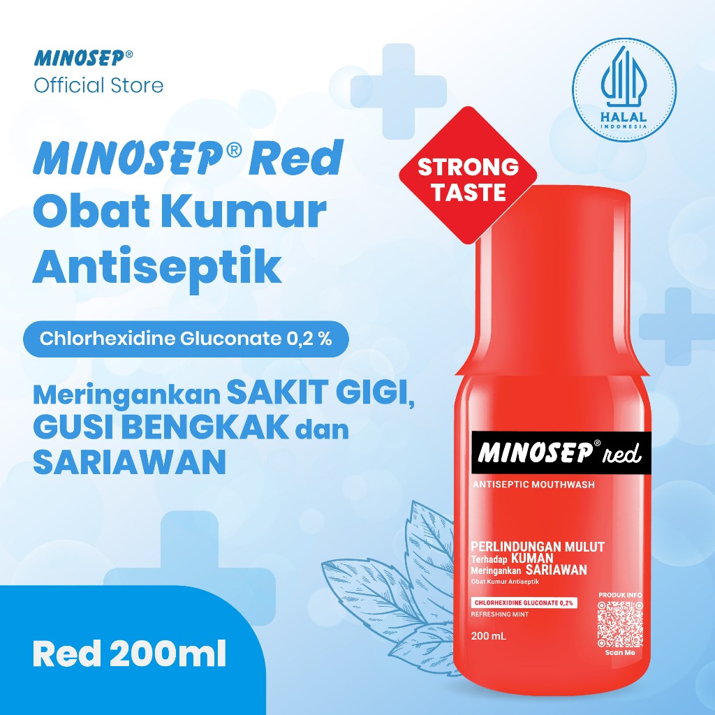 Minosep RED Obat Kumur Antiseptik 200 ml Obat Sariawan Ampuh Cepat Sembuh Gusi Bengkak Nyeri Sakit G