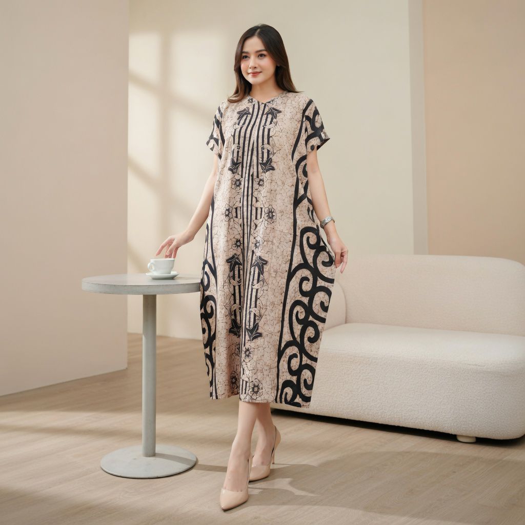 Daster Lowo Wanita Rayon Adem Cappucino Daster Jumbo Longgar Nyaman Baju Rumah Kekinian