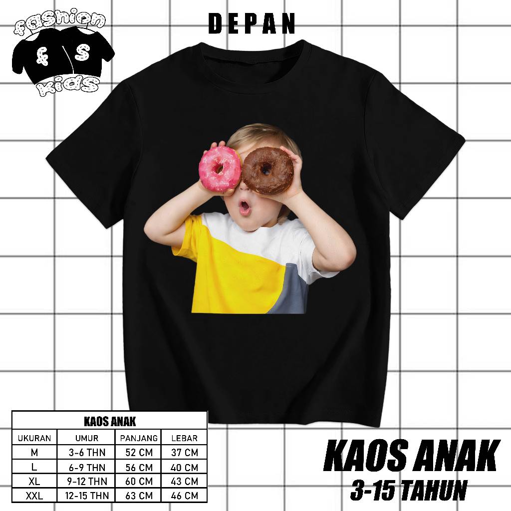 KAOS ANAK KAOS OVERSIZE DONAT CATTON 30S