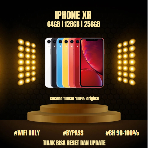 HP IPHONE XR WIFI ONLY 64GB/128GB/256GB Bekas Second Original Mulus Fullset Game/Live/Merekam Vide