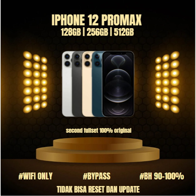 HP IPHONE 12 PRO MAX WIFI ONLY 128GB/256GB/512GB Bekas Second Original Mulus Fullset Game/Live/Merek