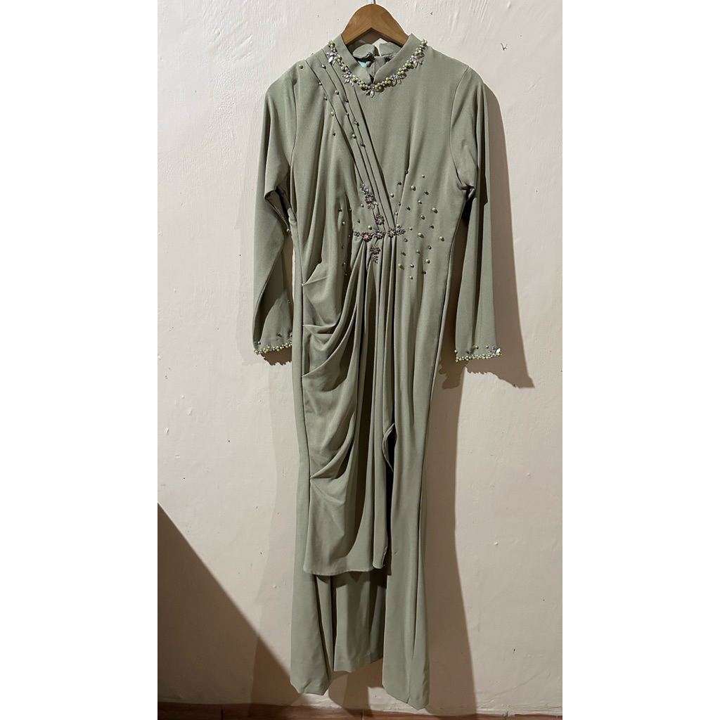 PRELOVED dress gamis muslim baju pesta sage B