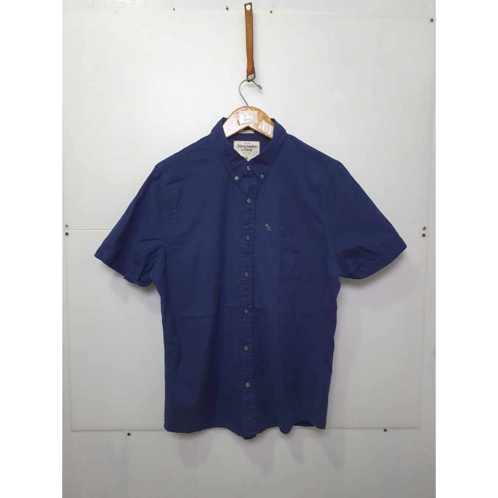 Kemeja Pendek Navy Abercrombie Fitch