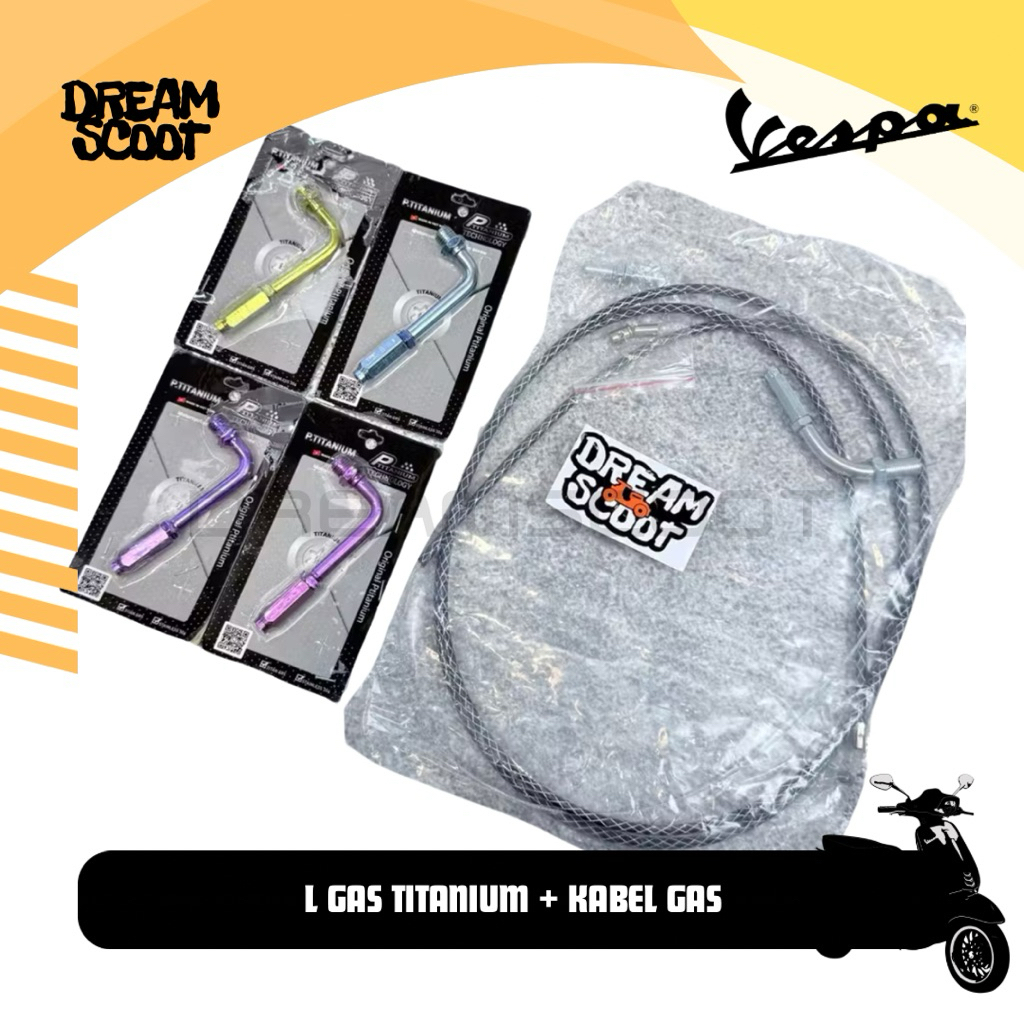 L Gas titanium + Kabel Gas Vespa Matic Vespa Sprint Vespa primavera Vespa L gas titanium vespa matic