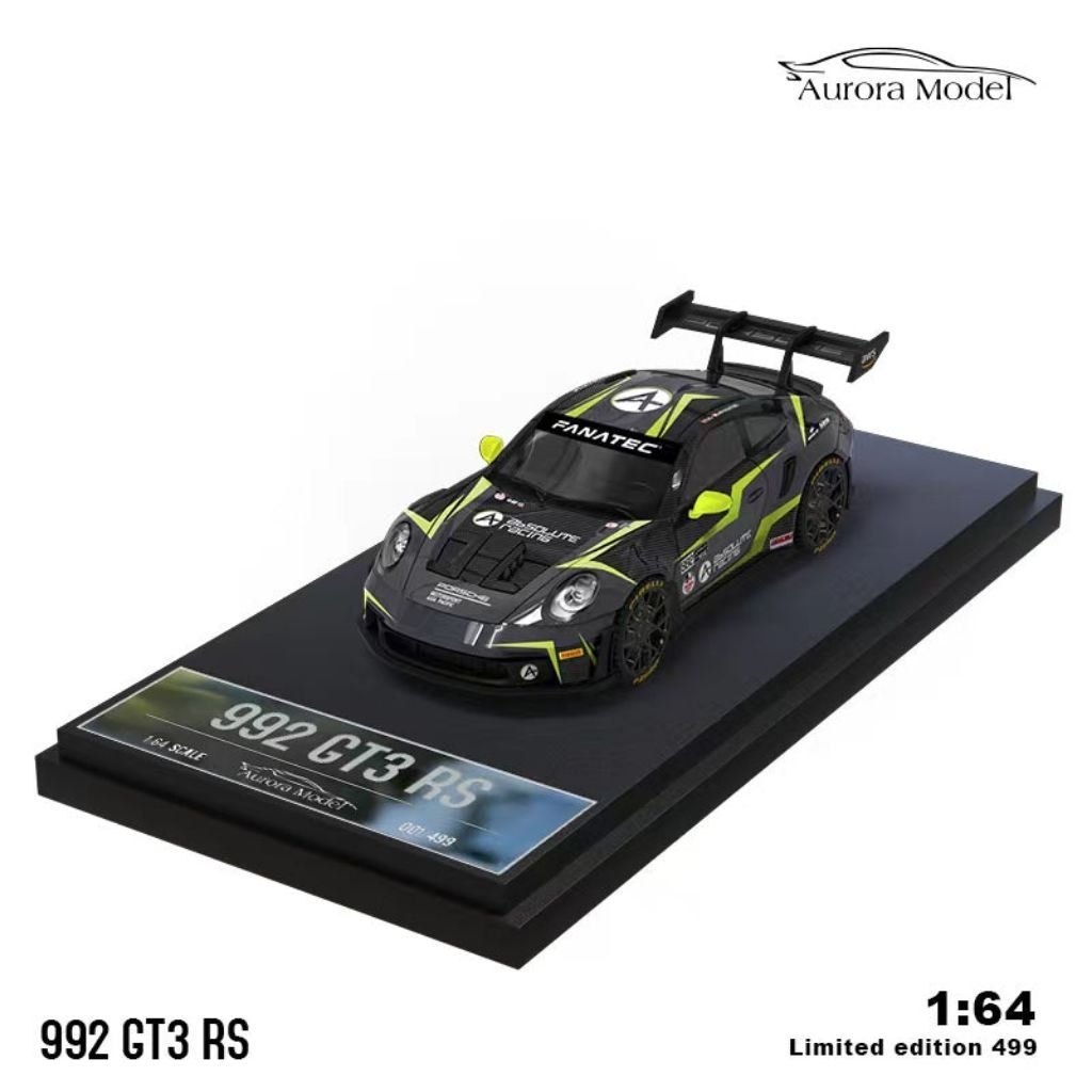 Aurora Model - Porsche 992 GT3 RS Absolute Racing Black Green Limited 1:64