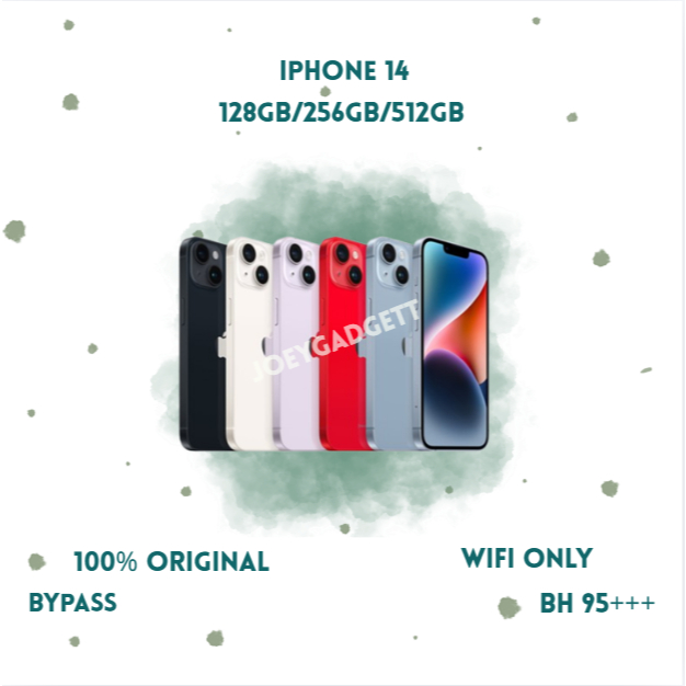 HP IPHONE 14 WIFI ONLY 128GB/256GB/512GB Bekas Second Original Mulus Fullset Game/Live/Merekam Vide