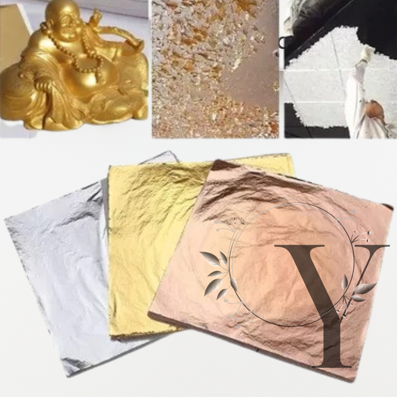 10 SHEETS KERTAS FOIL SILVER EMAS ROSEGOLD FOIL SHEET KERTAS PRADA SEPUHAN SEPUH GOLD FOIL LEAF GILD