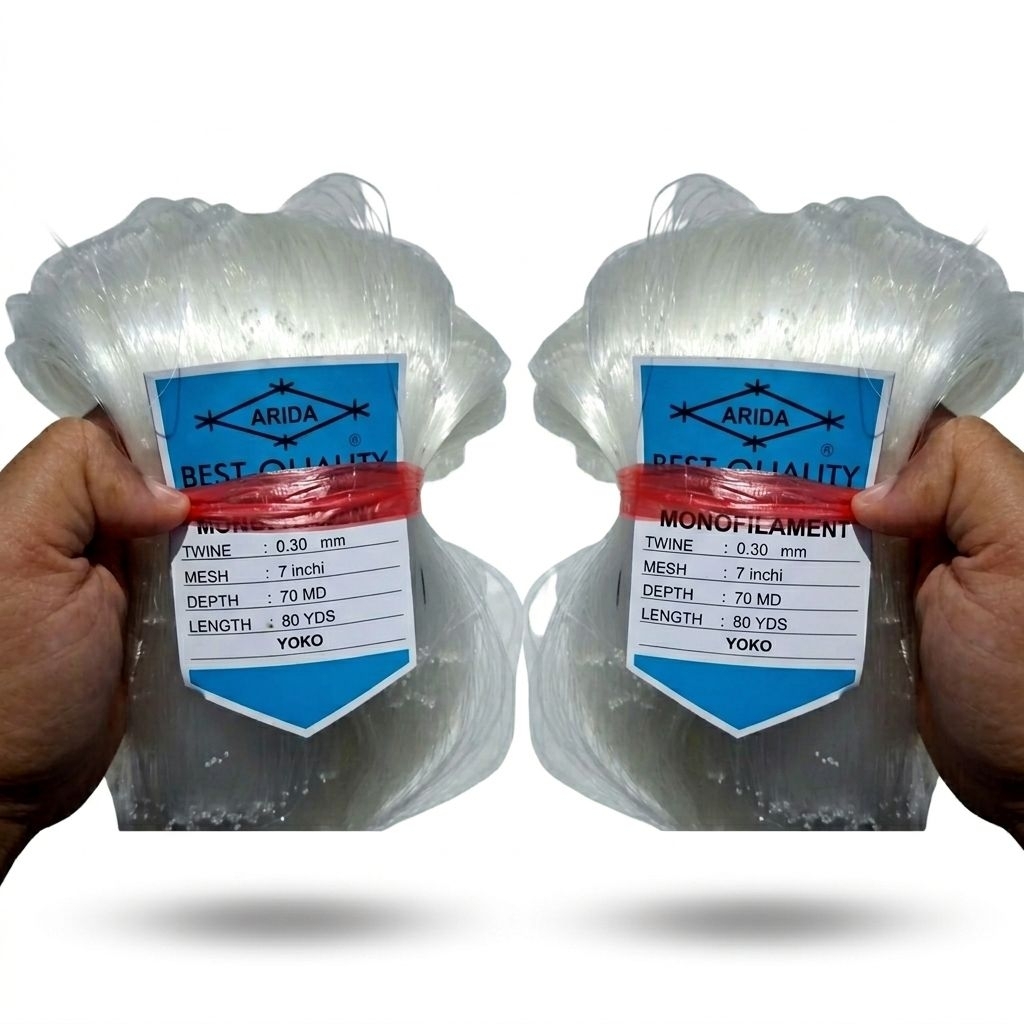 promo/obral Jaring ikan arida 0.30"7 in"7/md/80yds yoko mata jaring tegak pukat arida