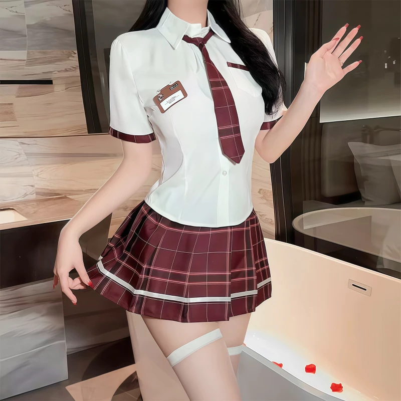 Promo Terbaru Kostum Seksi Seragam Sekolah Untuk Wanita, Lingerie Cosplay Seksi Untuk Malam Romantis