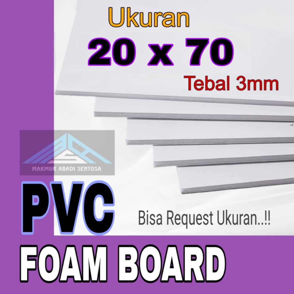 PVC Foam Board/PVC Board Warna Putih - Ukuran 20 x 70, Tebal 3mm