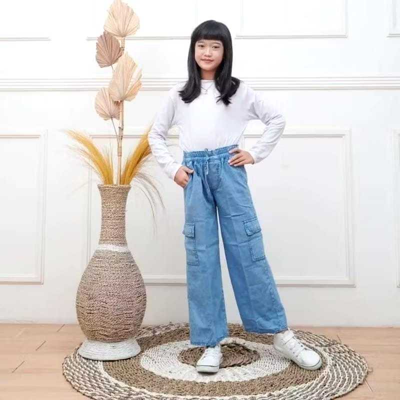 Celana Jeans Skena anak perempuan tanggung/celana cargo anak wanita skena jeans
