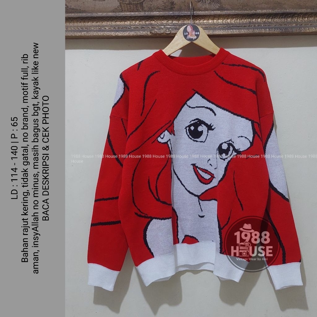 Princess Ariel Sweater Rajut karakter Disney Premium
