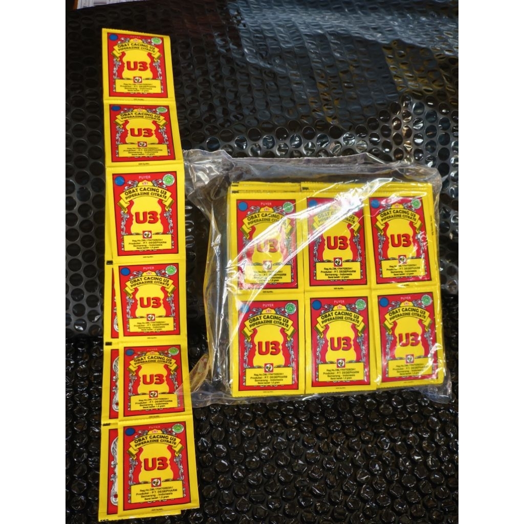 obat cacing puyer U3 cap jamu jago 1 renceng 12 saset
