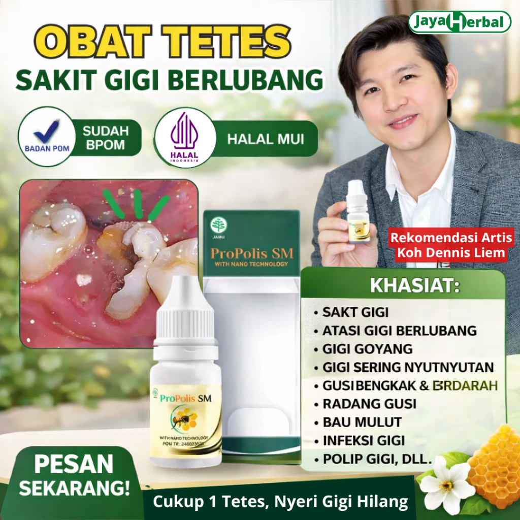 Obat Tetes Sakit Gigi Berlubang Penghilang Akar Gigi Bolong Goyang Nyut Nyutan, Gusi Bengkak, Pengha