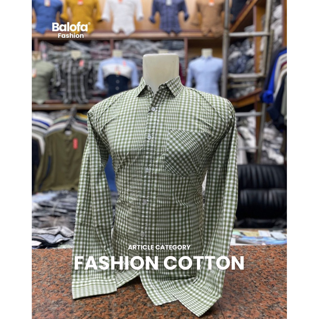 Balofa Kemeja Pria Kotak Fashion Lengan Panjang