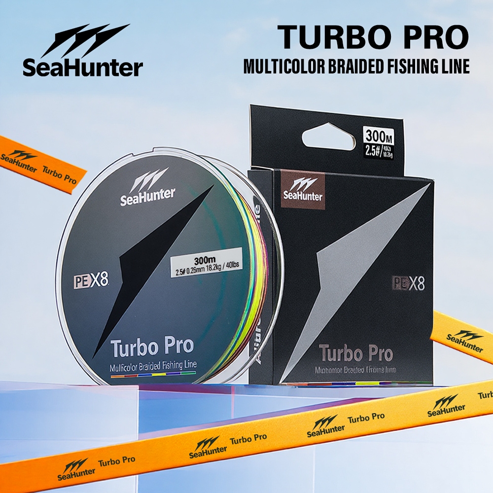 [OFFICIAL] SeaHunter Turbo Pro Senar Pancing PE X8 300M Fishing Line Jalinan Warna-warni,Kekuatan Ta
