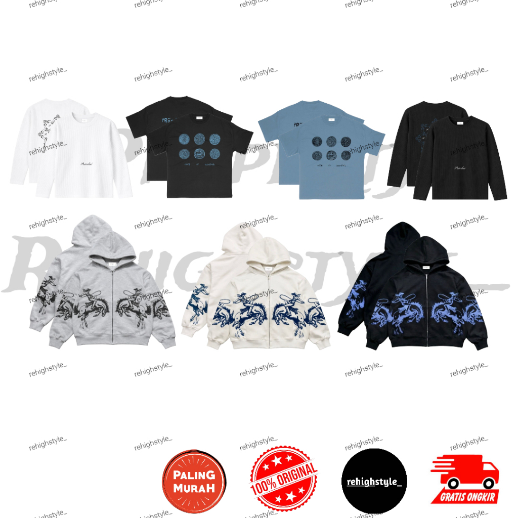 ZIP HOODIE PRAEDAE SIENNA BLACK / WHITE / MISTY / LONGSLEEVE WAFFLE RUNES BLACK / WHITE / T-SHIRT KA