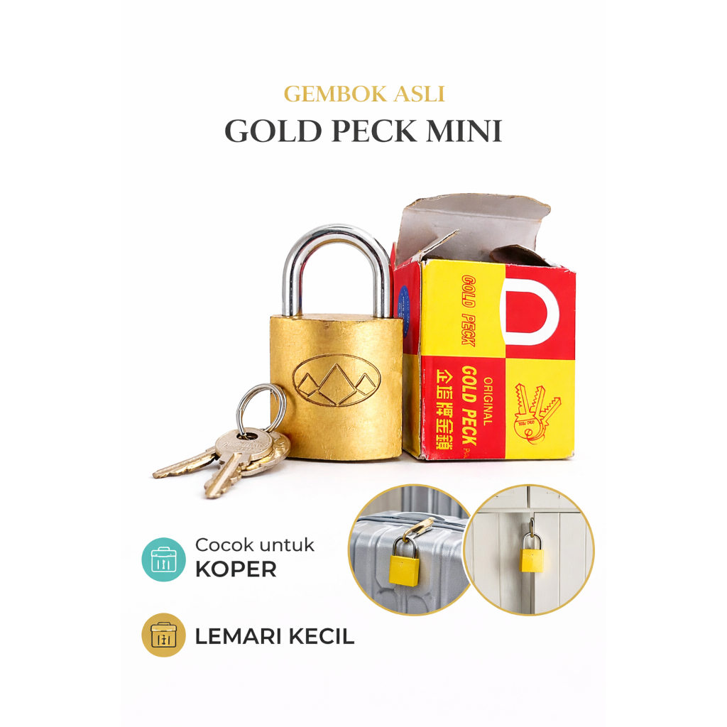Gembok Gold Peck Kuning Anti Karat | Gembok Koper & Rumah Top Security