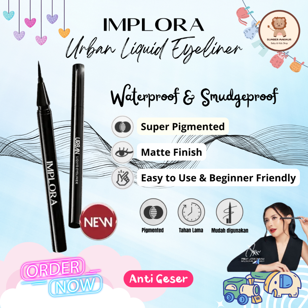 Implora Urban Liquid Eyeliner Waterproof Hitam Prilly's Choice Tahan Lama Matte Finish Warna Super P