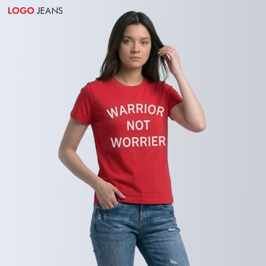 Logo Jeans Kaos Wanita Rewhite Red 12666L4RD