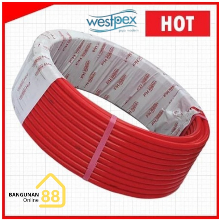 WESTPEX Pipa Air Panas 16 mm MERAH Pipa PEX Hot Selang Air Panas Pipa Hot WESTPEX