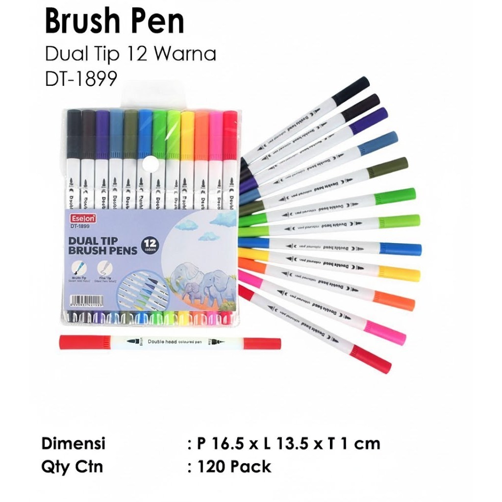 Spidol Dual TIP BRUSH PEN/Spidol Warna Set Brush Pen Double Tip Drawing