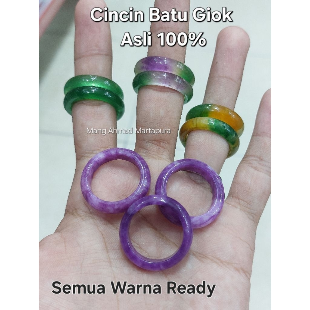Cincin Batu Giok China Asli - Natural Cincin Pria Wanita Batu Giok Ramping