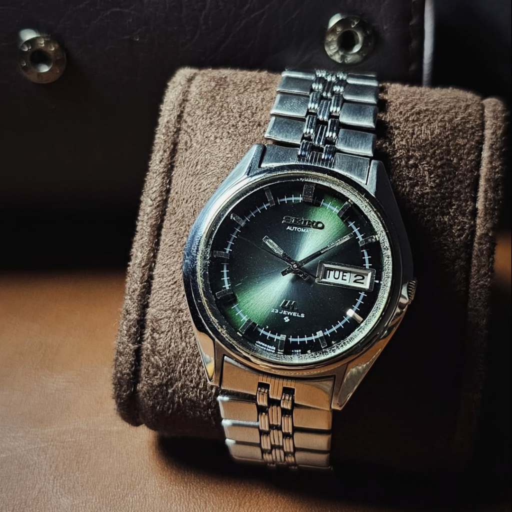 Vintage 1970s Seiko Lord Matic Green Emerald Dial All Original