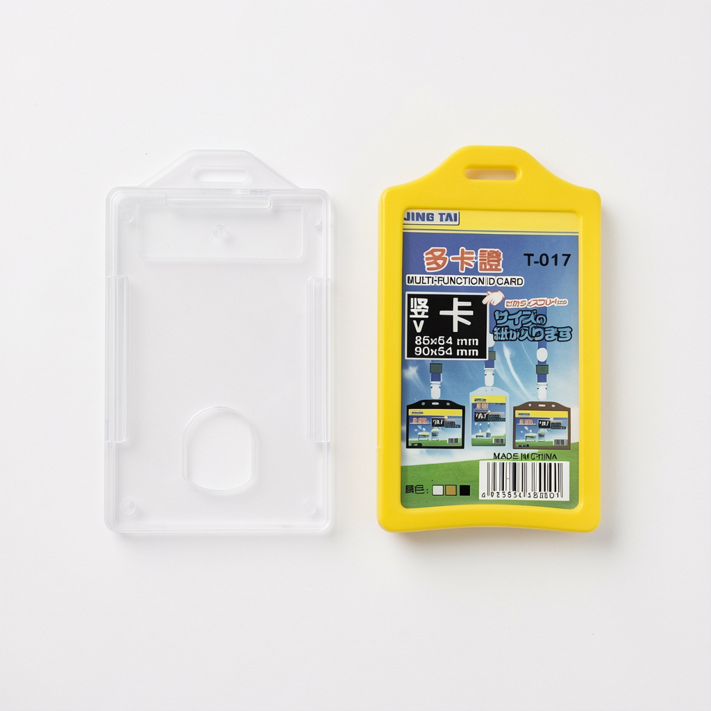 Tempat ID Card Plastik Transparan & Warna / Holder Kartu Name Tag Tebal / Cover ID Card Gantungan