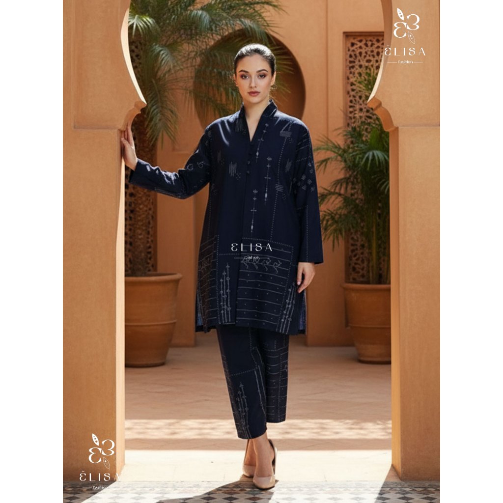 E L I S A | Oneset Batik Panjang Long Outer dan Rok Lilit Batik Modern Atasan Batik Hijab Friendly P