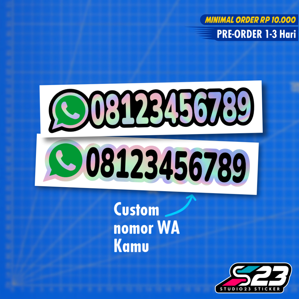Stiker Cutting nomor WA Custom Hologram