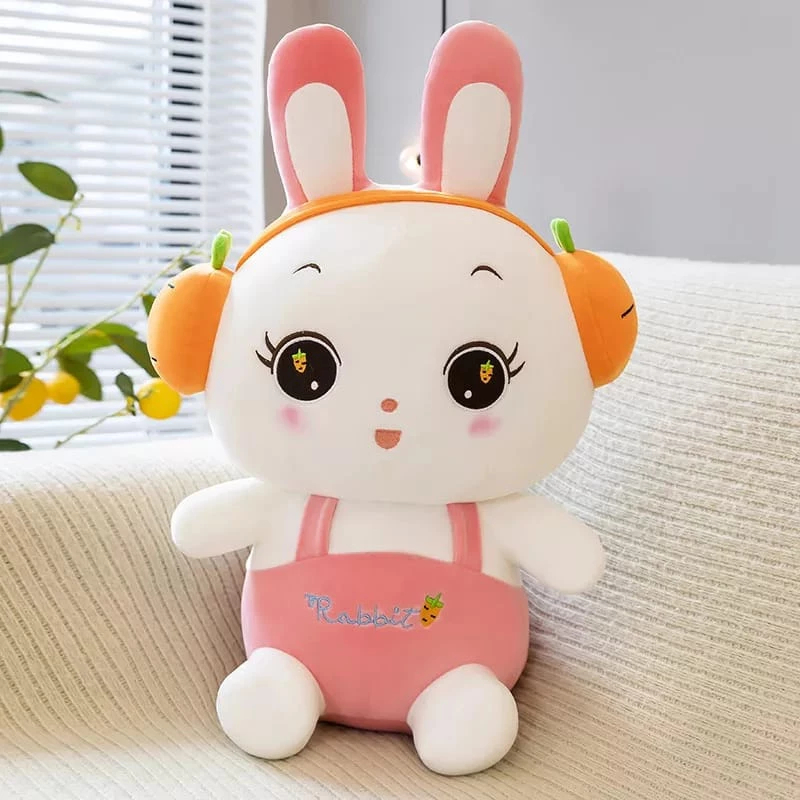 Boneka Rabbit Pink Headset Kelinci Jumpsuit Ukuran 50 Cm Mainan Anak Toys Kids Doll Yelvo