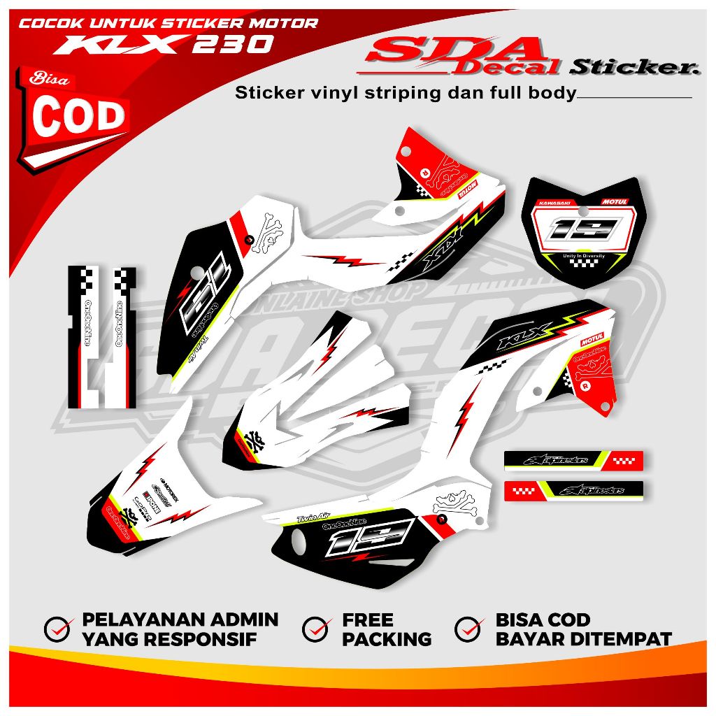 Decal Stiker KLX 230 Full Body - Sticker Decal KLX 230 Full Body Bisa Custom Nama Dan Nomer SDA.03