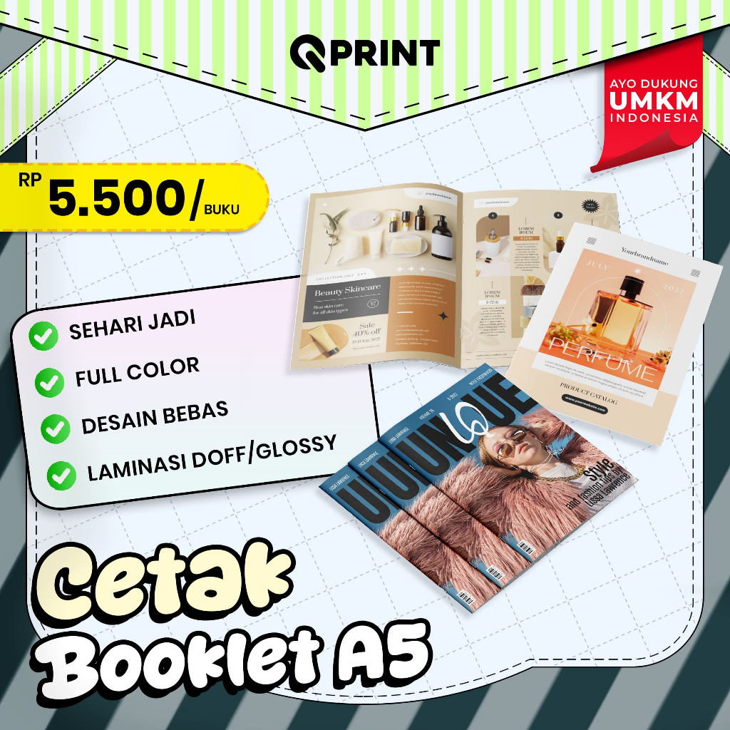 Cetak Booklet A5 Full Color Desain Bebas Laminasi Doff/Glossy Untuk Anak Dan Menu Makanan