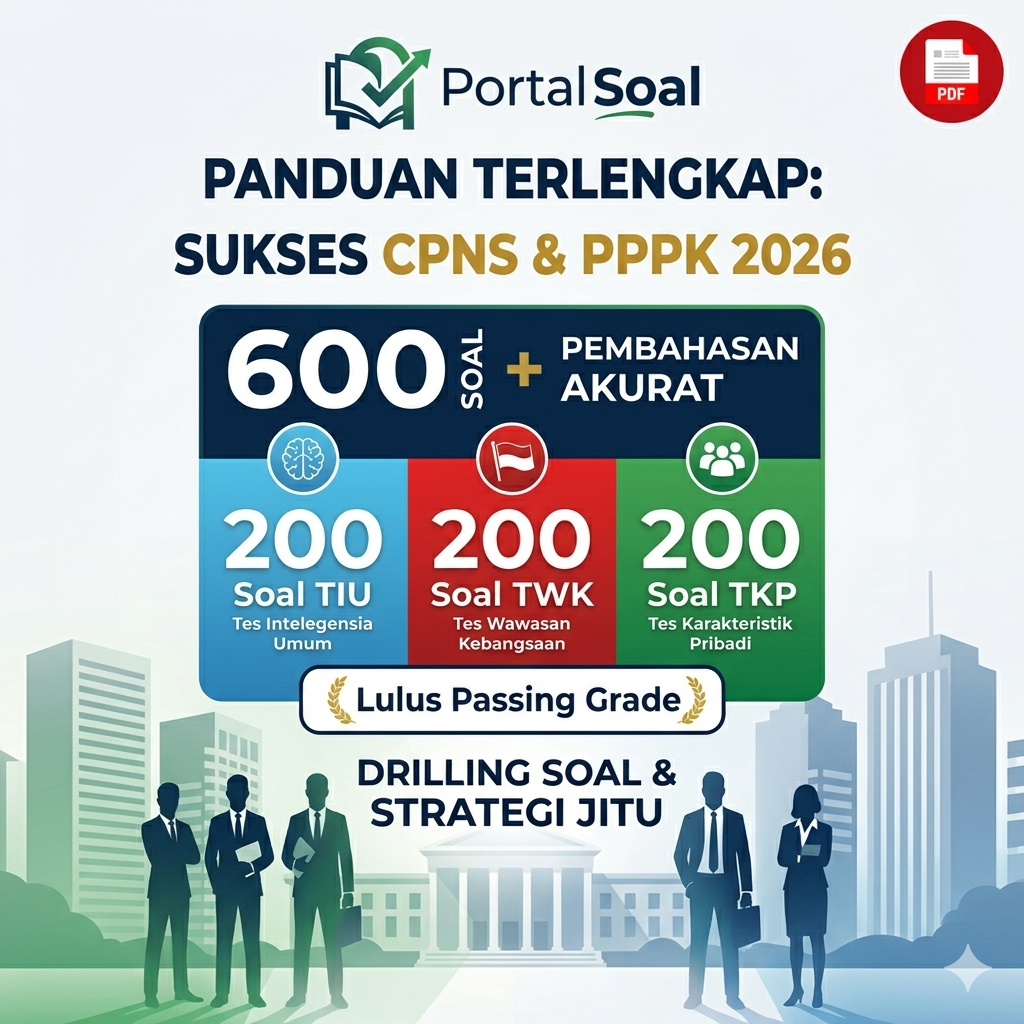 Bank Soal CPNS/PPPK TWK, TIU, TKP + Kunci Jawaban & Pembahasan Lengkap (PDF)