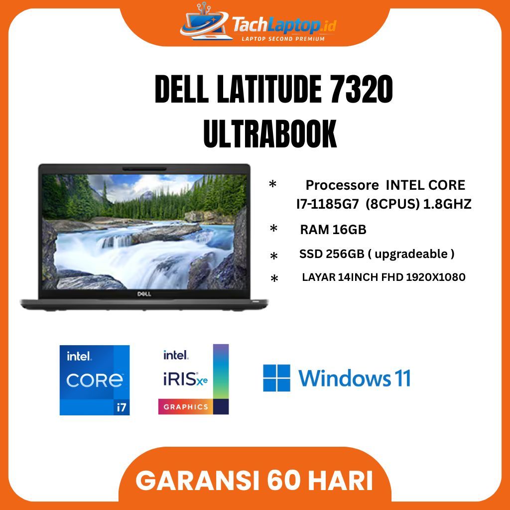 DELL LATITUDE 7320 INTEL i7-1185G7 INTEL IRIS XE RAM 16GB SSD 512GB ULTRABOOK