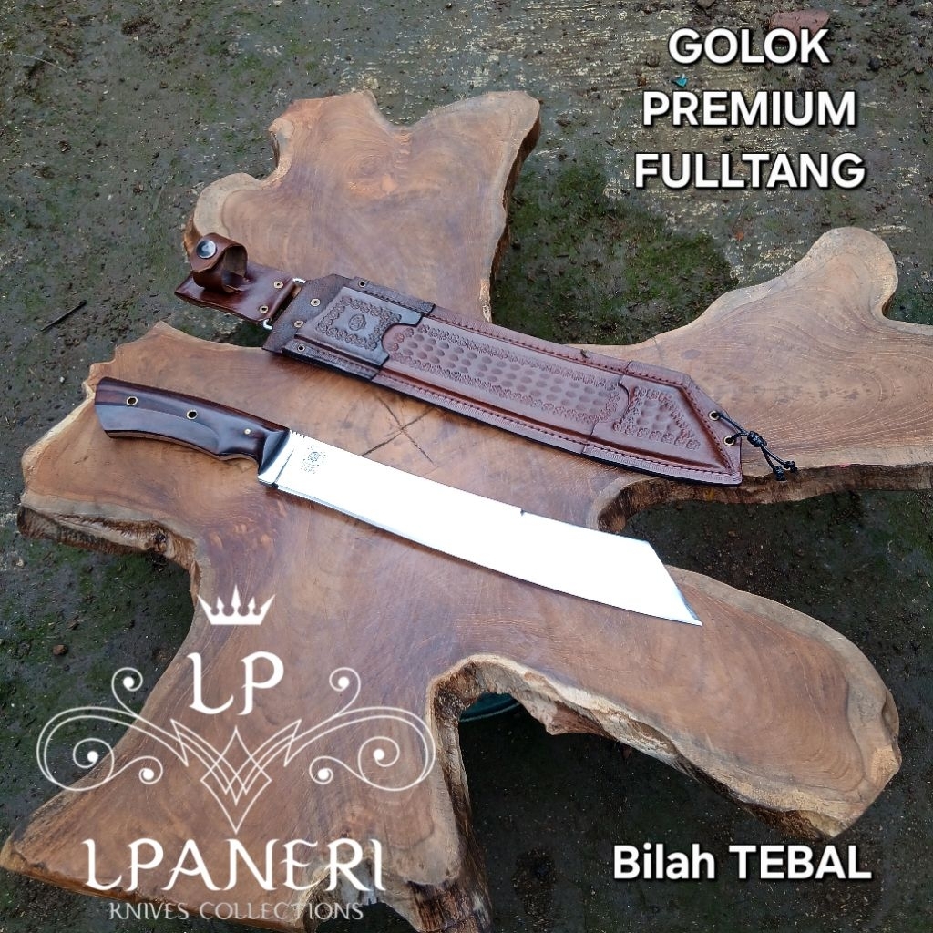 Lpaneri Golok Tebal Fulltang Baja Sup9 Kerja Berat Harding Hamon Mirror Polish Premium
