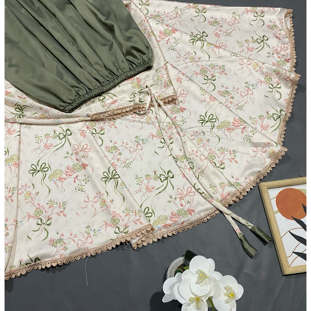 Mukena sutra silk armania motif  traveling 2in1 terbaru 2025