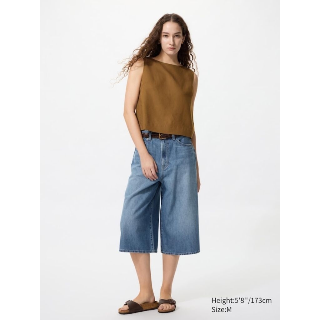 UNIQLO Celana  Kulot Denim Drapey Jeans Short Jorts Wanita Original TERMURAH