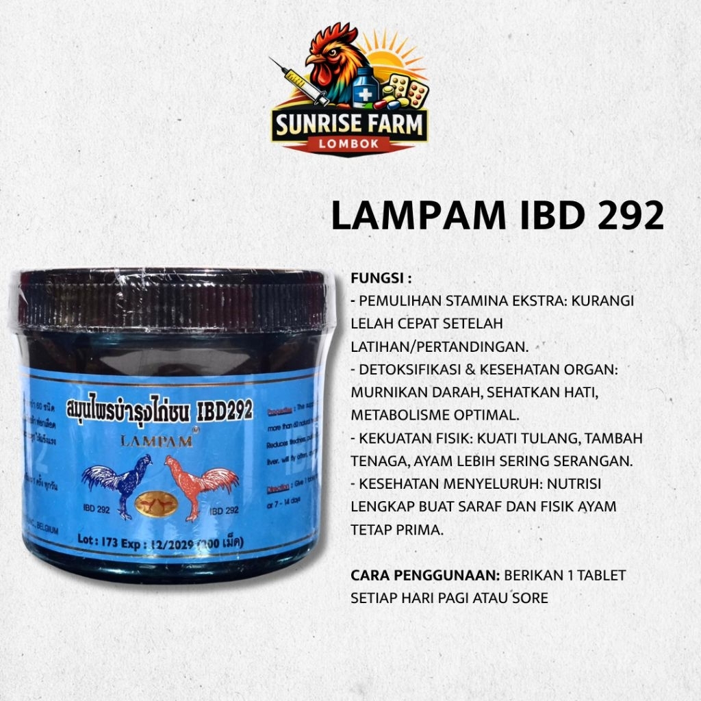 Lampam IB2 292 / LAMPAM RAWATAN AYAM / LAMPAM IMPORT THAILAND