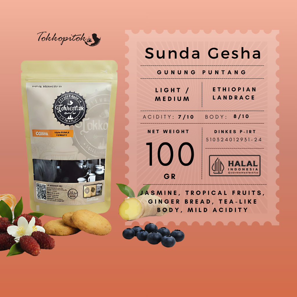 Tokkopitok 100 gram Roasted Bean Arabica Sunda Geisha gunung puntang