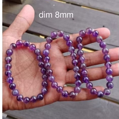 Gelang batu kecubung ungu (NATURAL AMETHYST QUARTZ) asli batu kecubung ungu