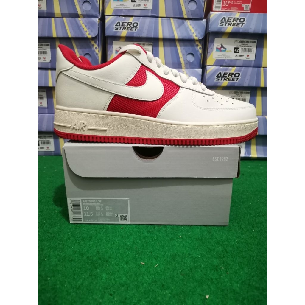 SEPATU NIKE AIR FORCE 1 WHITE RED ORIGINAL SNEAKER PRIA WANITA