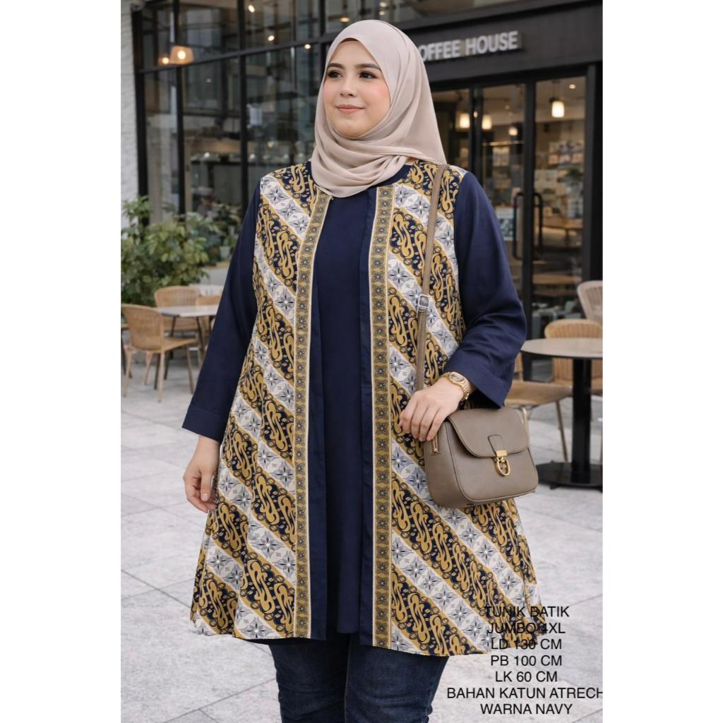 Tunik Batik Jumbo Ld 130 Cm Model Kekinian - Naila Tunik