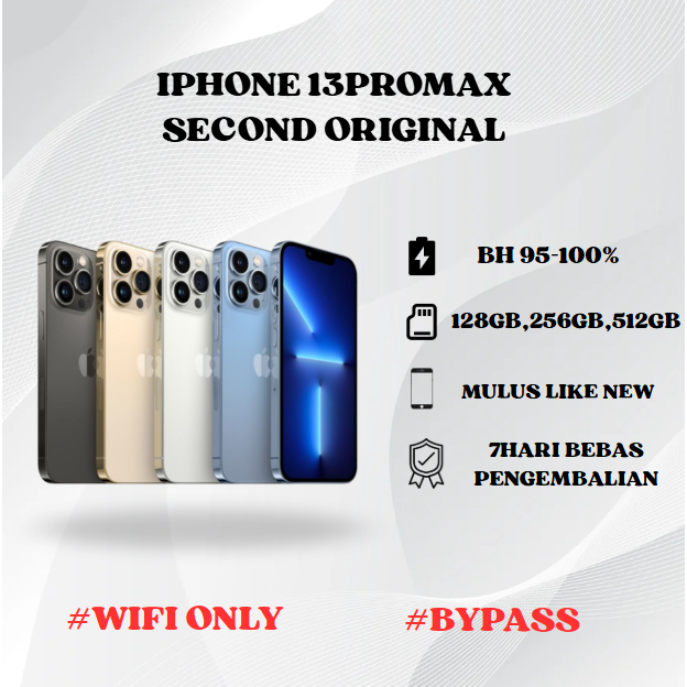 IPHONE 13 PRO MAX WIFI ONLY 128GB/256GB/512GB Bekas Second Original Mulus Fullset Game/Live/Merekam 