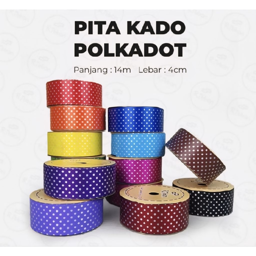 Mafia Pita Pita Kado Besar 4cm Polakdot 1.5" Jepang Ribbon Kertas Plastik Dekorasi Hampers Parcel So