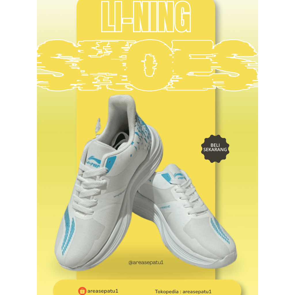 Li-Ning Sepatu Pria & Wanita - Sepatu Lari Ringan, Nyaman | Warna Putih, Hitam, Motif