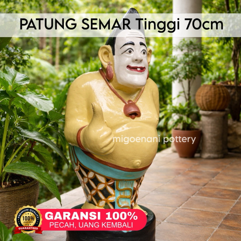 PATUNG WAYANG SEMAR ( FREE PACKING KAYU ) GERABAH CLAY