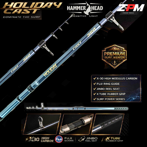 Joran Hammer Head Holiday Cast Surf Casting Rod X30 Carbon Fuji Guide Jinbo Reel Seat 390 420