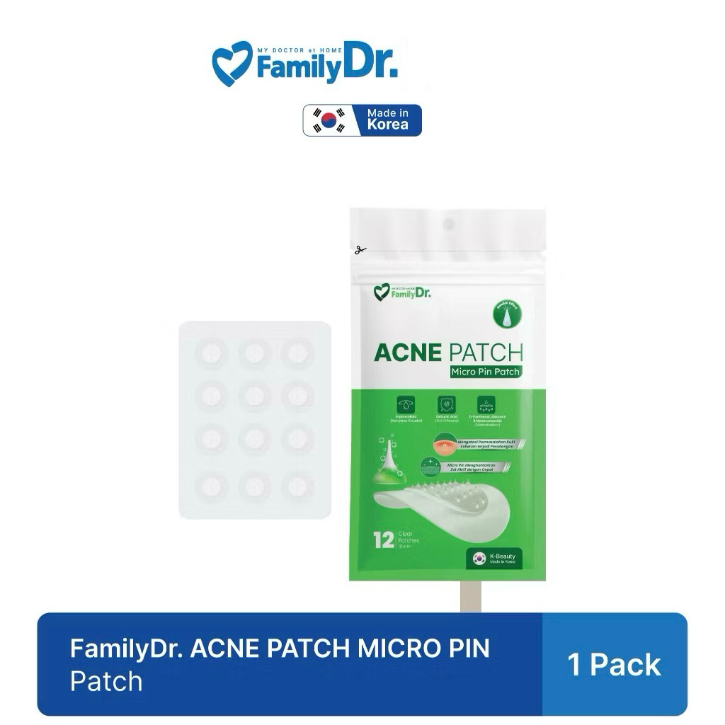 FAMILY DR ACNE PATCH MICROPIN ISI 12 PCS - PATCH JERAWAT K-BEAUTY MADE IN KOREA / Hydrocolloid Salic